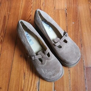 Y2K MIA Taupe Suede Mary Jane Platform Shoes